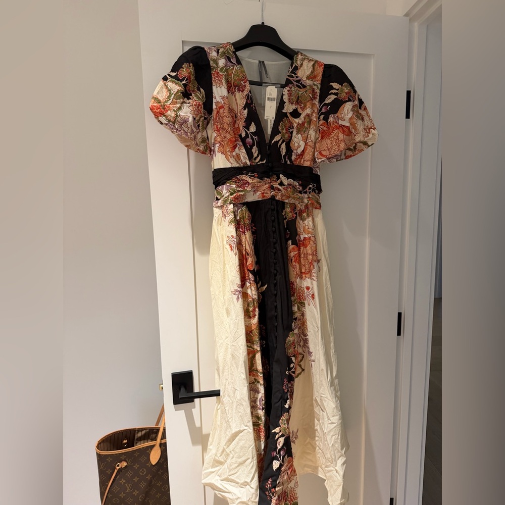 ANTHROPOLOGIE Floral Maxi Dress with Puff Sleeves